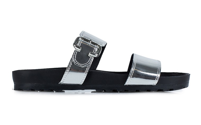 Silver sandals: Silver sandals - w black footbed sole by Vagabond