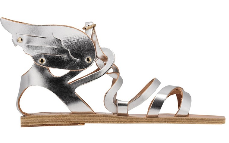 Silver sandals: Silver sandals - winged gladiator sandals by Ancient Greek Sandals