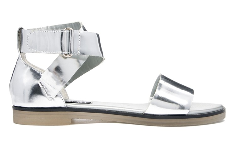 Silver sandals: Silver sandals - wrap around cross ankle strap by Senso