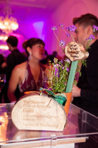 Lancaster Cohousing’s trophy, Observer Ethical Awards 2014