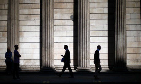 The columns of the Bank of England in the City of London, May 19, 2014.