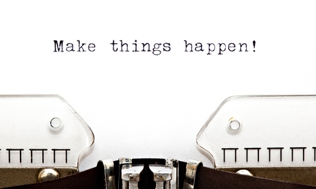 Concept image with Make Things Happen printed on an old typewriter