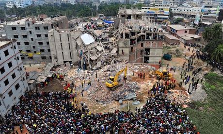 Aerial view of the Rana Plaza building, which collapsed in April 2013