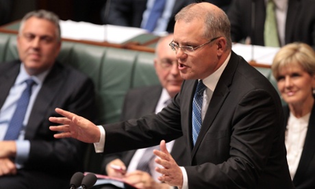 Minister for Immigration and Border Protection Scott Morrison during house of representatives question time at Parliament House in Canberra, Monday June, 2, 2014.