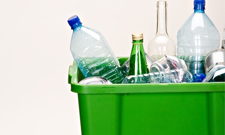 recycling box with plastic bottles
