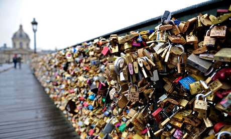 Love locks on Le Pont Des Arts', Paris.