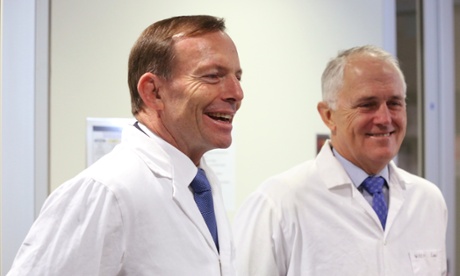 Prime Minister Tony Abbott, and the Minister for Communications, Malcolm Turnbull as they tour the Victor Chang Cardiac Research Institute. Sydney, Saturday, May. 31, 2014.