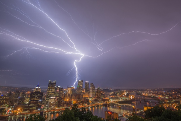 Lightning strikes during a storm this week in Pittsburgh, Pennsylvania.