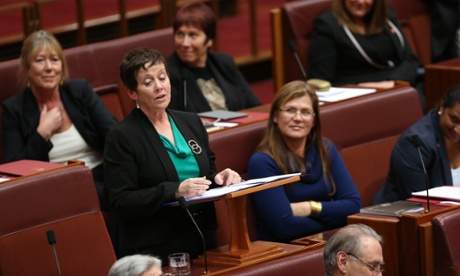 Senator Ursula Stephens sings a farewell to her colleagues after she delivered her valedictory this afternoon.