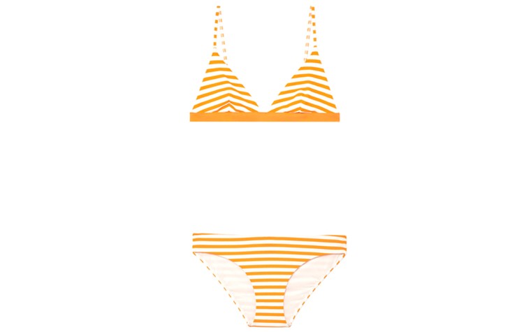 Swimwear: Swimwear - striped orange white triangle bikini by Cos