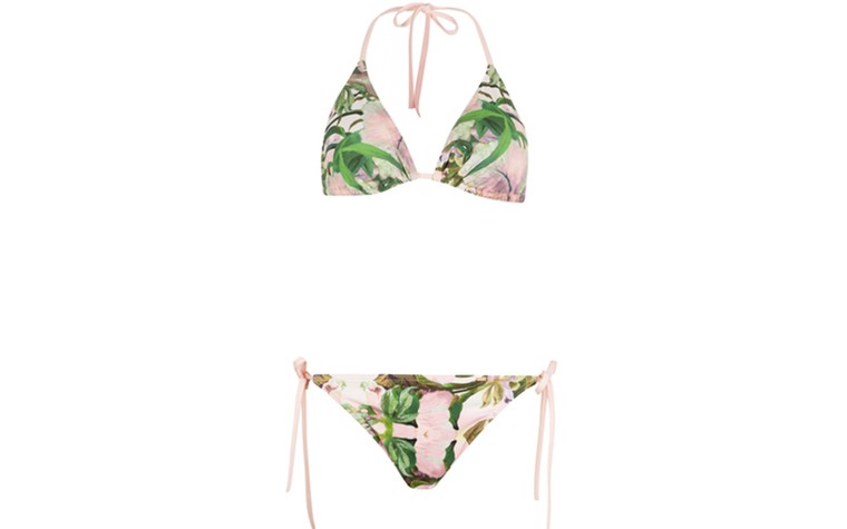Swimwear: Swimwear - pink and green jungle print bikini by Ted Baker