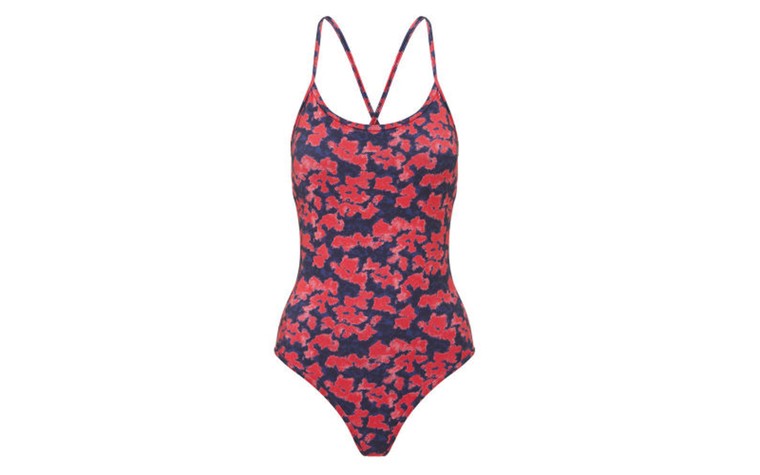 Swimwear: Swimwear - blurry blotted print red & navy swimsuit by Whistles