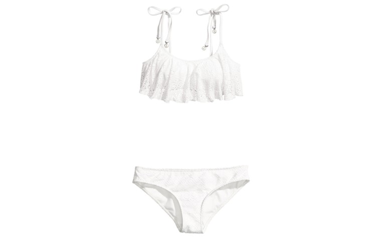 Swimwear: Swimwear - frilly white bikini top and bottoms by H&M