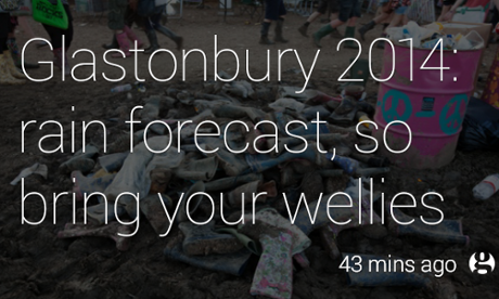 A Glass card showing a Guardian headline