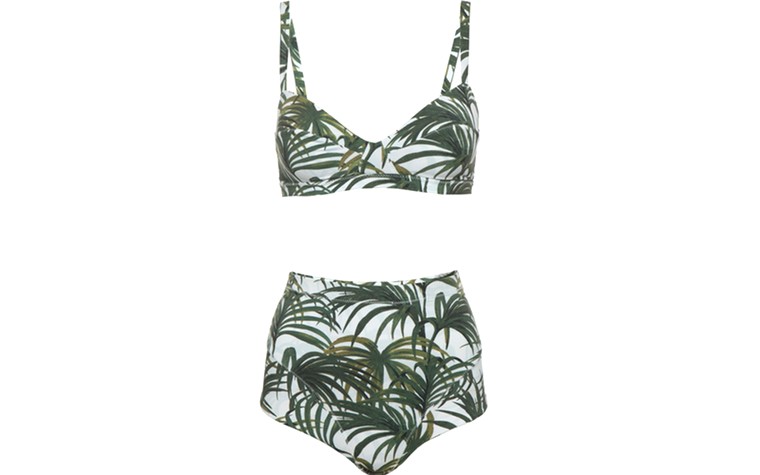 Swimwear: Swimwear - palm print high waisted bikini by House of Hackney