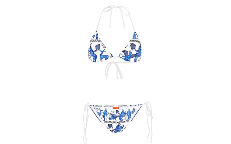 Swimwear: Swimwear - Blue & White Corinthian vase print bikini by Clover Canyon