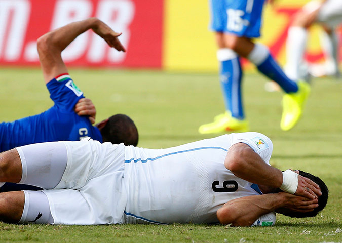 suarez: Uruguay's Luis Suarez reacts