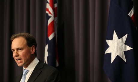Environment Minister Greg Hunt at a press conference in Parliament House.