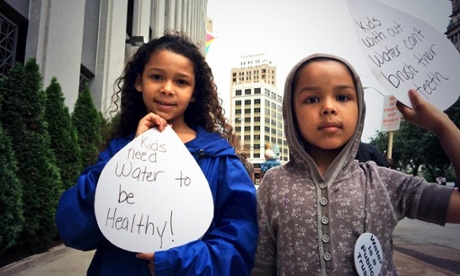 Children in Detroit attending a rally against water shut-offs in the city on June 20, 2014.