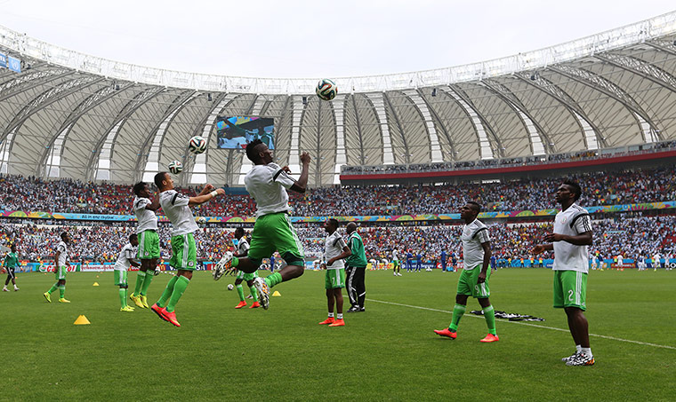 argentina versus nigeria: Nigeria warm up