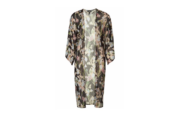 Festival wear: Festival wear - sheer long dark floral kimono by Topshop
