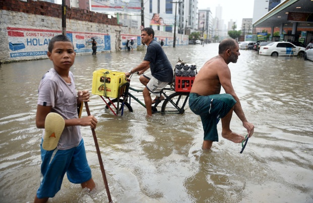 Flooding in Recife, Brazil hampers the World Cup. 