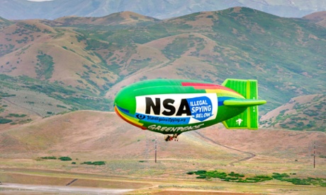 Blimp flying over NSA's Top Secret facility, where they spy on Americans