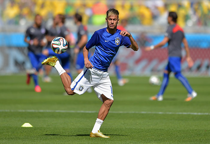 Brazil v Chile: Neymar demonstrates his skills before the match with Chile