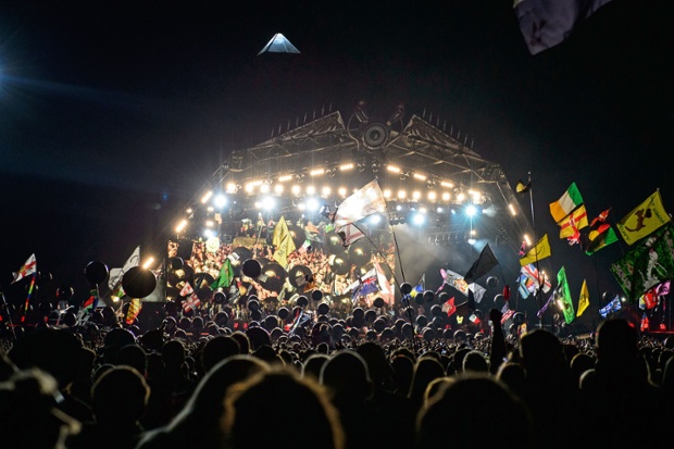 Metallica perform on the Pyramid Stage at Glastonbury.