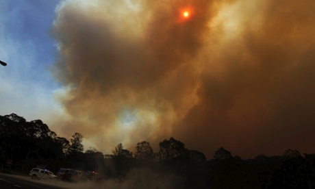 RFS firefighters protect properties on October 17 in Clarence, Australia.