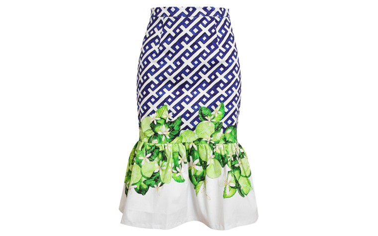 Weather defying prints: Bright prints for grey weather - fruit print frill skirt by Isolda