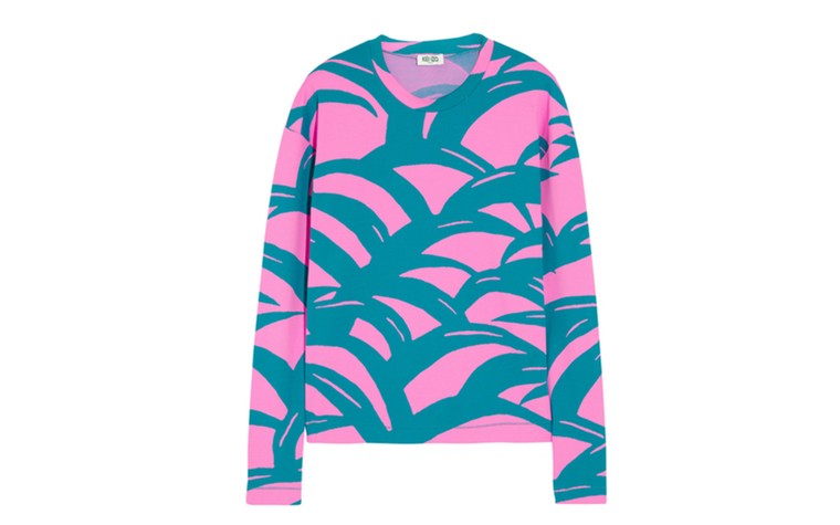 Weather defying prints: Bright prints for grey weather - pink blue print sweatshirt by Kenzo