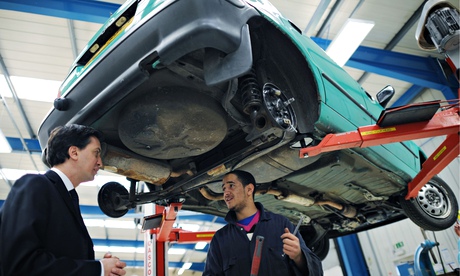 Ed Miliband meeting apprentices at the Bedford Training Group last year. 