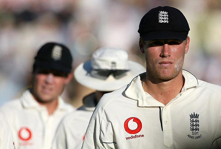 Flintoff gallery: Andrew Flintoff leaves the field dejected 