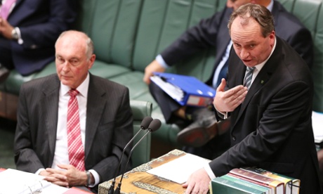 Minister for Agriculture Barnaby Joyce during house of representative question time at Parliament House in Canberra, Thursday June, 5, 2014.