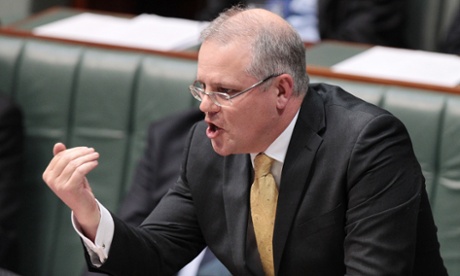 Minister for Immigration and Border Protection Scott Morrison during house of representative question time at Parliament House in Canberra, Thursday June, 5, 2014.