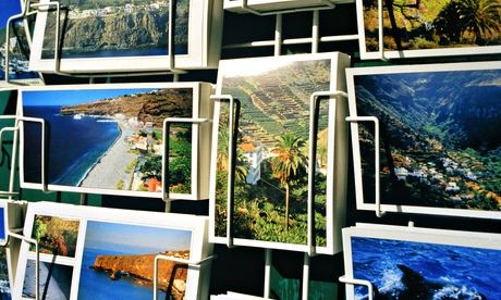 Postcards in a rack