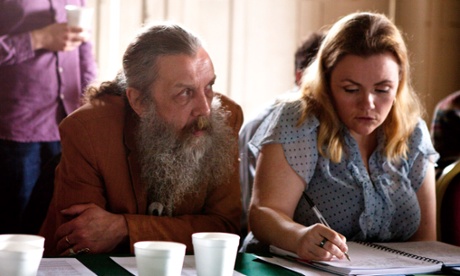 Alan Moore with daughter and editor Leah at one of the planning sessions for Electricomics