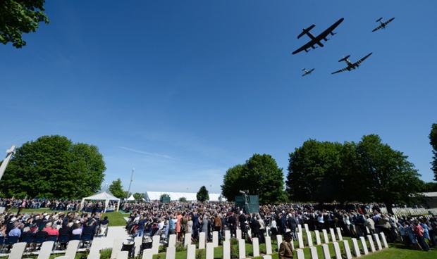 The fly-past before the Service of Remembrance at the Commonwealth War Graves Commission Cemetery, Bayeux, to mark 70th anniversary of the D-Day landings during World War II.