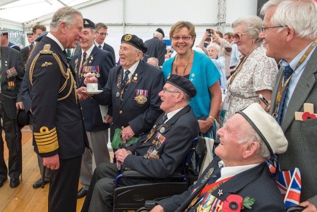Prince Charles, Prince of Wales meets veterans at Bayeux Cemetary during D-Day 70 Commemorations in Bayeux.