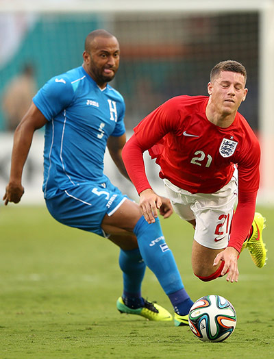 eng v hon: Ross Barkley of England is fouled