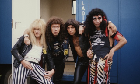 With Adrian Edmondson, Nigel Planer and Peter Richardson as the spoof heavy metal band Bad News at the Reading Festival, 1987.