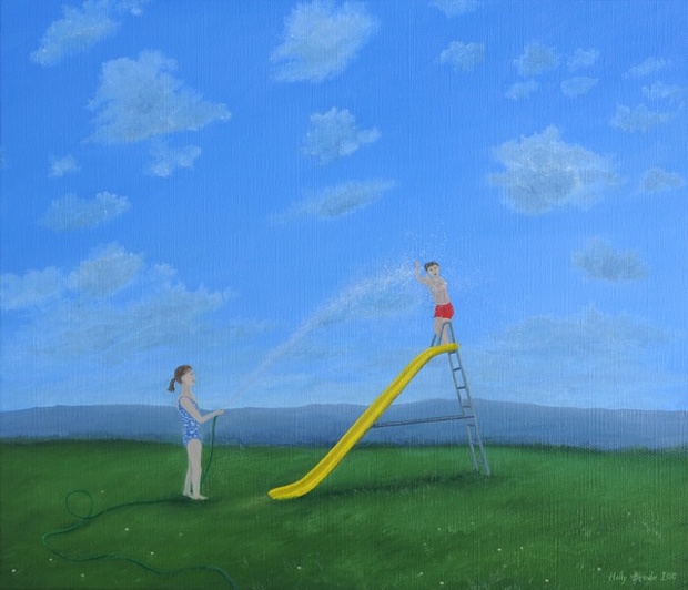 Brother & sister: 'Oil on canvas, 30x35cm'.