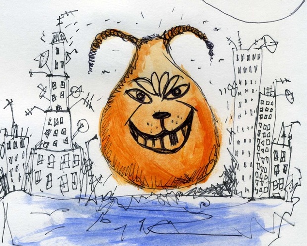 Giant Space Hopper playing in the City: 'The Space Hopper decides it would like to play a while and jump up and down on things. Just to experience new things'.