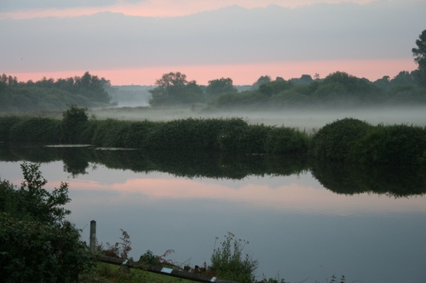 Mist rising at sunset over Norwich