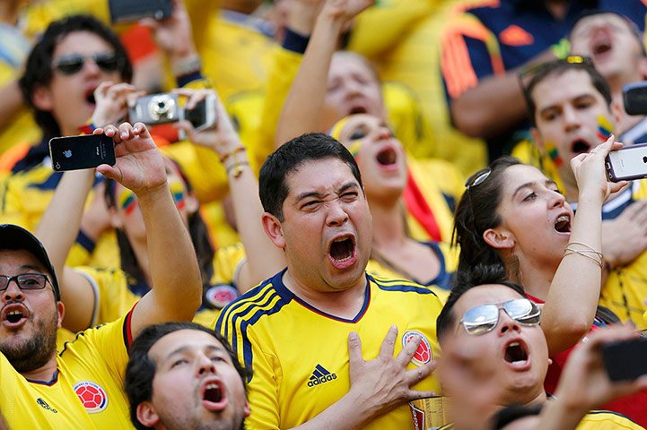 Agony and ecstasy: A supporter of Colombia's national soccer team