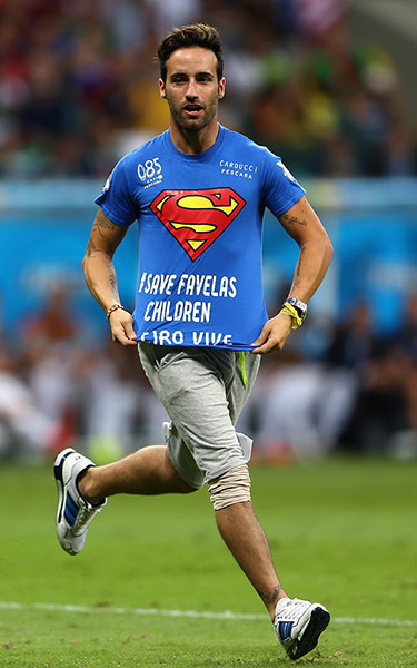 belgium v usa: A pitch invader 