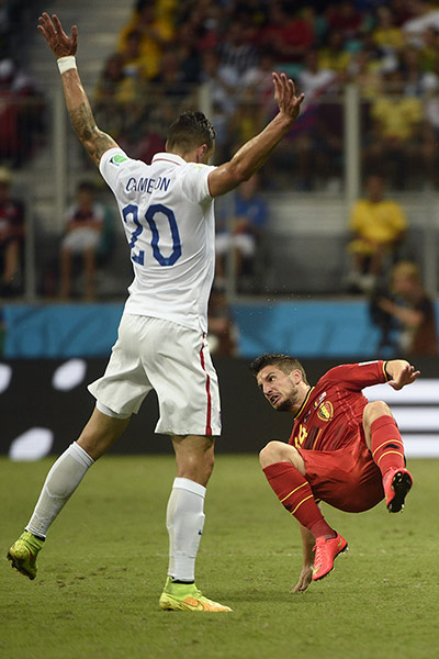belgium v usa: US defender Geoff Cameron is booked