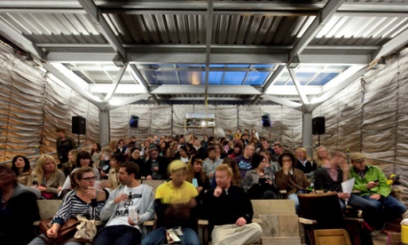 At the drive-in ... the Cineroleum pop-up cinema in a disused petrol station in London.