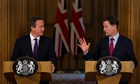 David Cameron and Nick Clegg at a conference to confirm new data rention laws